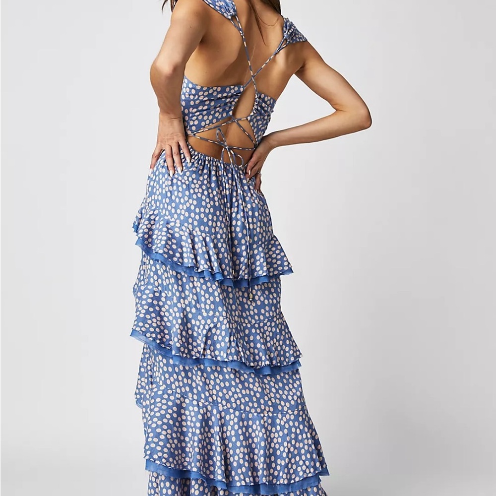 Free People Blue Polka Dot Ruffled Maxi Dress - Picture 3 of 7